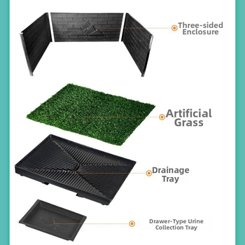 Šunų tualetas su barjeru, dirbtinė žolė šlapinimuisi, treniruotė fiksuoto defekacijos taško, tinkamas vidutinio ir didelio dydžio šunims