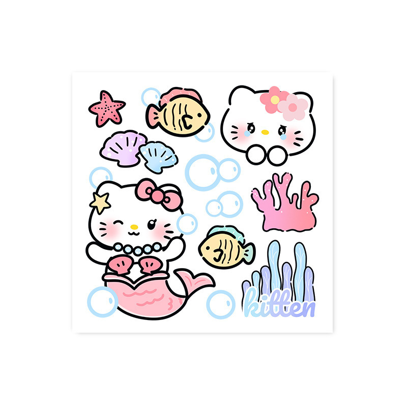 Fürdőszoba és konyha csempe matricája — vízálló, öntapadó, aranyos állatos minta, sík felület, 1 darab