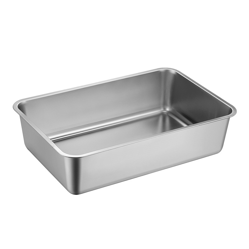 Nerezová miska na mačací trus, štvorcová miska s plochým dnom, antikorózna, s hlbšími a silnejšími stenami