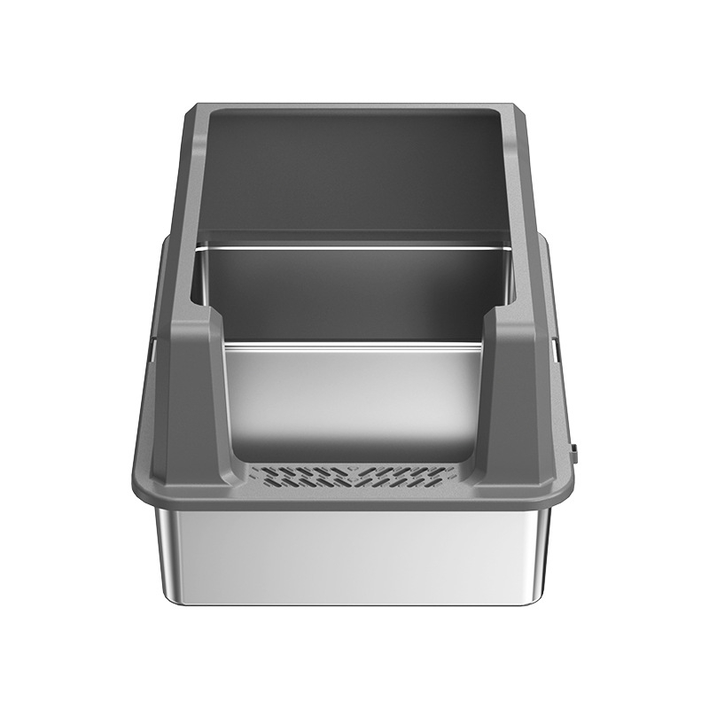 Kutija za mačji pijesak s dizajnom protiv prskanja, konstrukcija od metala i plastike, otvoreni gornji dio i poluzatvoren dizajn, anti-prasina