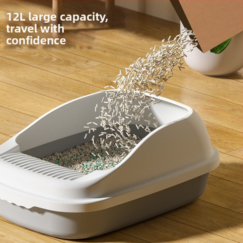 Veľká misa na mačací stelivo, PP materiál, odolná voči zápachu, poluzatvorený dizajn, proti špliechaniu, s lopatkou na stelivo