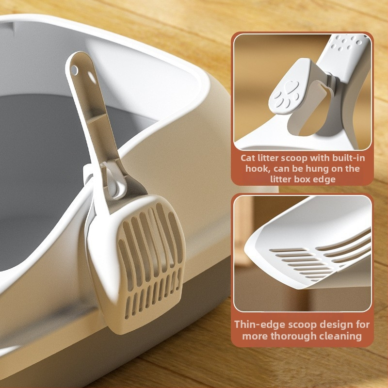 Veľká misa na mačací stelivo, PP materiál, odolná voči zápachu, poluzatvorený dizajn, proti špliechaniu, s lopatkou na stelivo