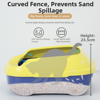 Mačacia toaleta na piesok, čiastočne uzavretá konštrukcia, proti úniku, PP materiál – Značka Curlytail