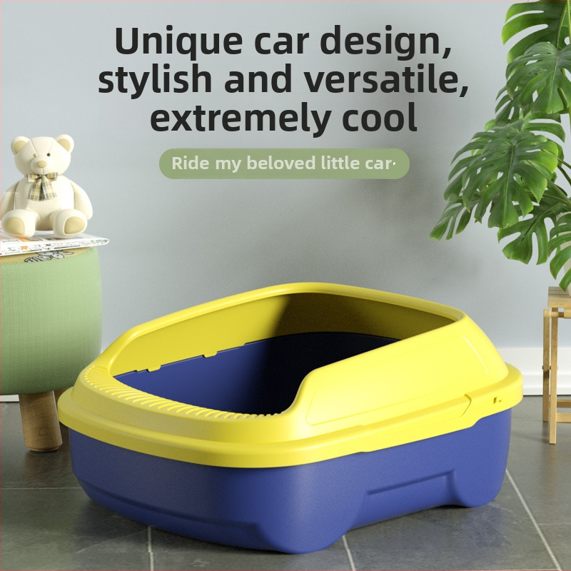 Mačacia toaleta na piesok, čiastočne uzavretá konštrukcia, proti úniku, PP materiál – Značka Curlytail