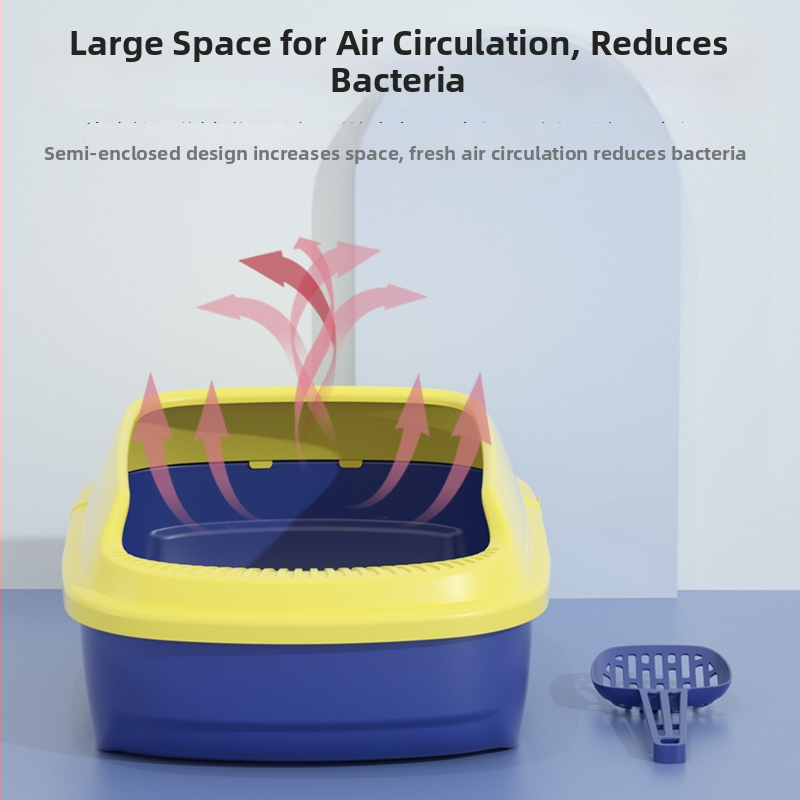 Mačacia toaleta na piesok, čiastočne uzavretá konštrukcia, proti úniku, PP materiál – Značka Curlytail