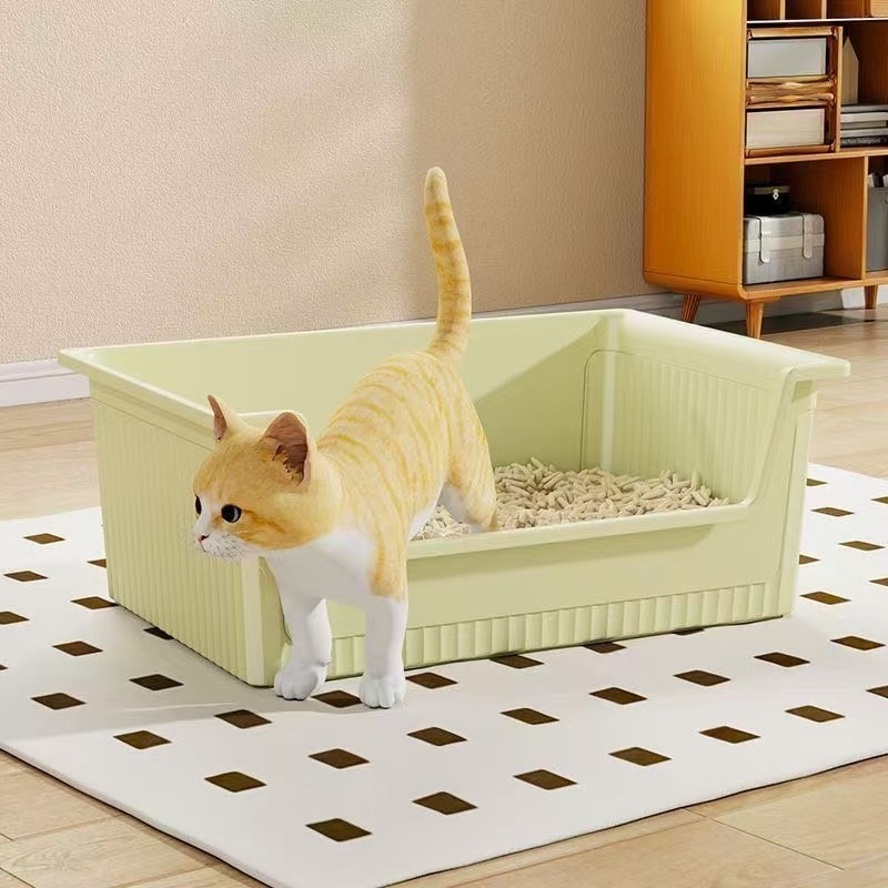 Kutija za mačji pijesak, otvoreni dizajn, protiv prskanja, poluzatvorena plastična kućišta; Materijal: polipropilen (PP); pogodno za mačke