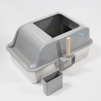 Kutija za mačke s podlogom za grebanje – metal + plast, protiv prskanja, jednostavno čišćenje, veliki unutarnji prostor, otvoreni i zatvoreni dvostruki dizajn