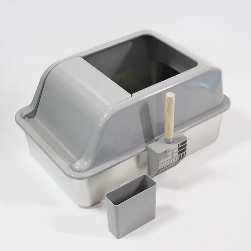 Kutija za mačke s podlogom za grebanje – metal + plast, protiv prskanja, jednostavno čišćenje, veliki unutarnji prostor, otvoreni i zatvoreni dvostruki dizajn