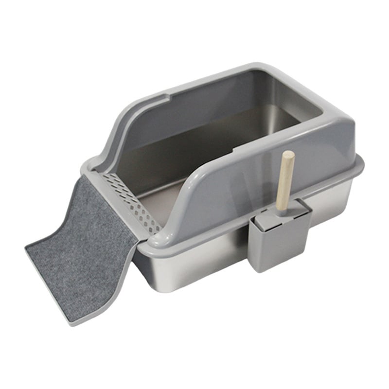 Kutija za mačke s podlogom za grebanje – metal + plast, protiv prskanja, jednostavno čišćenje, veliki unutarnji prostor, otvoreni i zatvoreni dvostruki dizajn