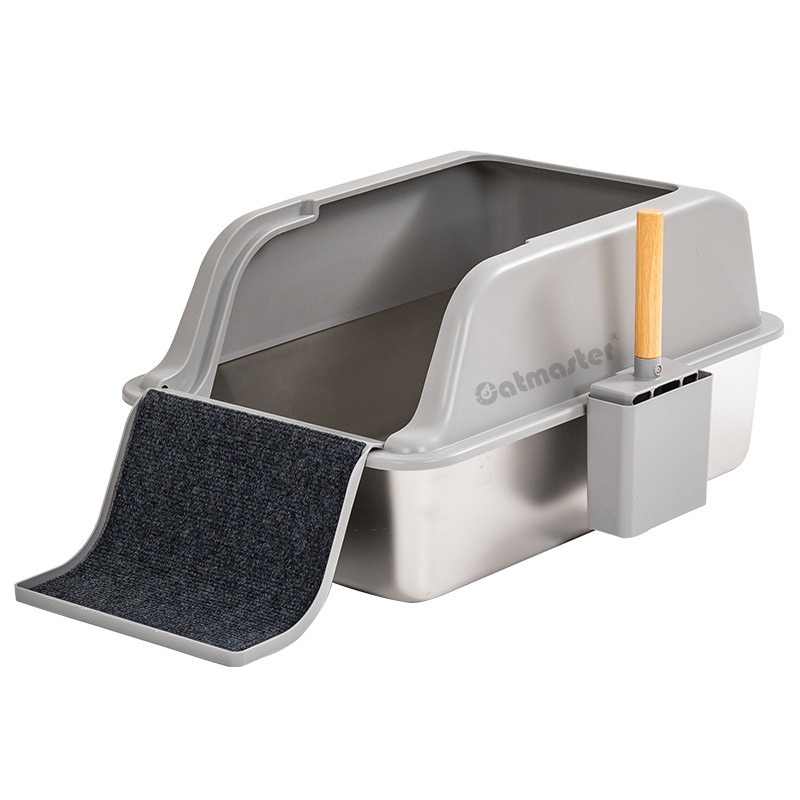 Kutija za mačke s podlogom za grebanje – metal + plast, protiv prskanja, jednostavno čišćenje, veliki unutarnji prostor, otvoreni i zatvoreni dvostruki dizajn