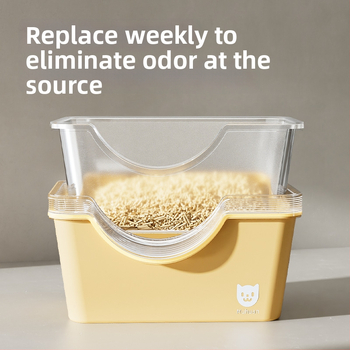 Mu huan deodorizačný náhradný jadro do mačacej toalety — PVC materiál, bez umývania, bez piesku, proti špliechaniu, čiastočne uzavretý