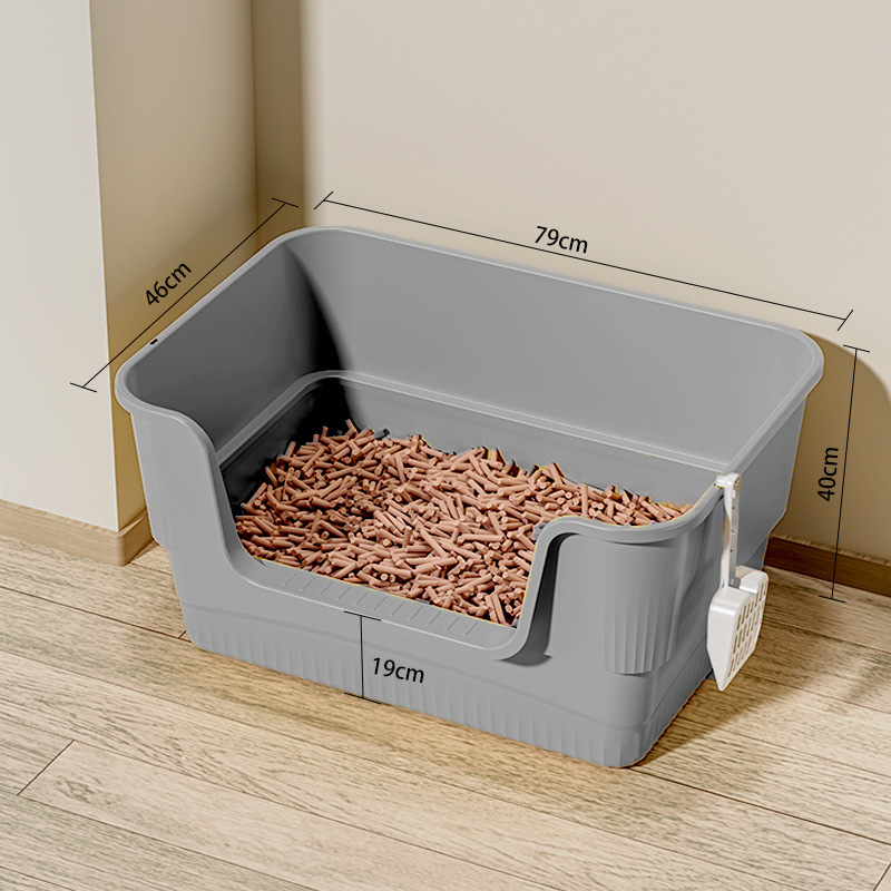 Posuda za mačji pijesak s poluzatvorenim dizajnom, protiv prskanja, s mogućnošću uklanjanja, otvoreni stil, PP materijal, marka Peyton/PEID