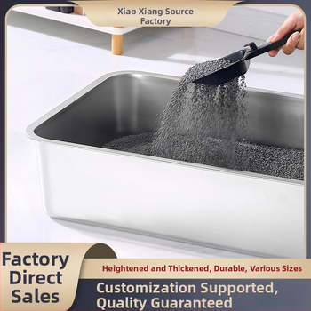 Litieră pentru pisici din oțel inoxidabil, cu design deschis și anti-stropire