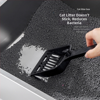 Litieră pentru pisici din oțel inoxidabil, cu design deschis și anti-stropire