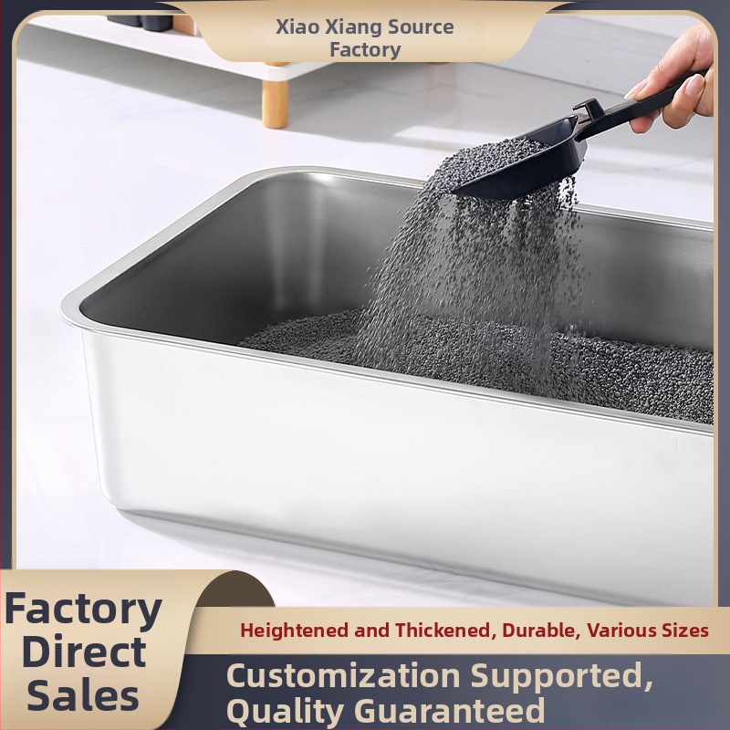 Litieră pentru pisici din oțel inoxidabil, cu design deschis și anti-stropire