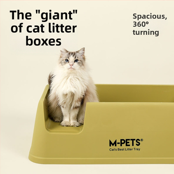 ZH-mpets Záchod pre mačky s otvoreným horným dielom, anti-rozliatie dizajn, PP materiál