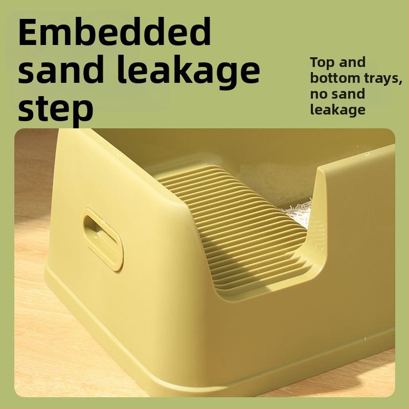 ZH-mpets Záchod pre mačky s otvoreným horným dielom, anti-rozliatie dizajn, PP materiál