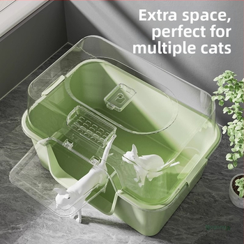 Mačacia toaleta s úplne uzavretým dizajnom, deodorizačný systém, proti rozstrekovaniu, PVC materiál, vhodný pre dospelé mačky