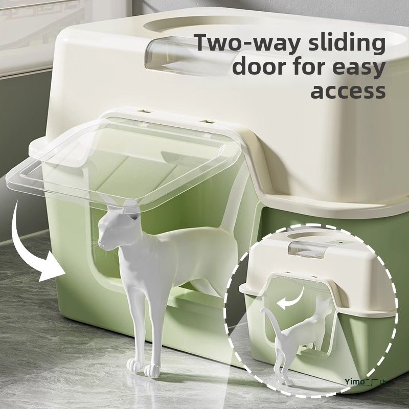 Mačacia toaleta s úplne uzavretým dizajnom, deodorizačný systém, proti rozstrekovaniu, PVC materiál, vhodný pre dospelé mačky