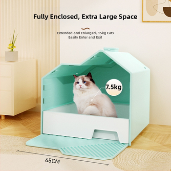 Polipropénová úplne uzavretá plastová toaleta pre mačky, dizajn s výsuvným zásuvkovým systémom, okraje proti rozliatiu a kontrola zápachu