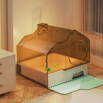 Polipropénová úplne uzavretá plastová toaleta pre mačky, dizajn s výsuvným zásuvkovým systémom, okraje proti rozliatiu a kontrola zápachu