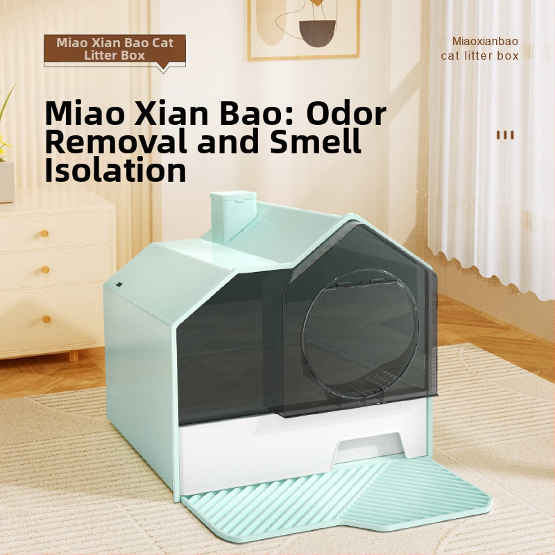 Polipropénová úplne uzavretá plastová toaleta pre mačky, dizajn s výsuvným zásuvkovým systémom, okraje proti rozliatiu a kontrola zápachu