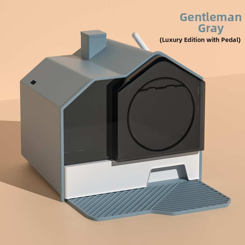 Polipropénová úplne uzavretá plastová toaleta pre mačky, dizajn s výsuvným zásuvkovým systémom, okraje proti rozliatiu a kontrola zápachu