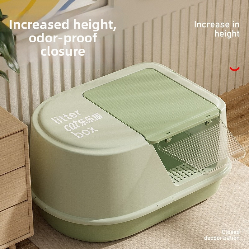 Le Le Cat polouzavretá mačacia toaleta s protišplieľovou podložkou a deodorizačnou funkciou, PP materiál