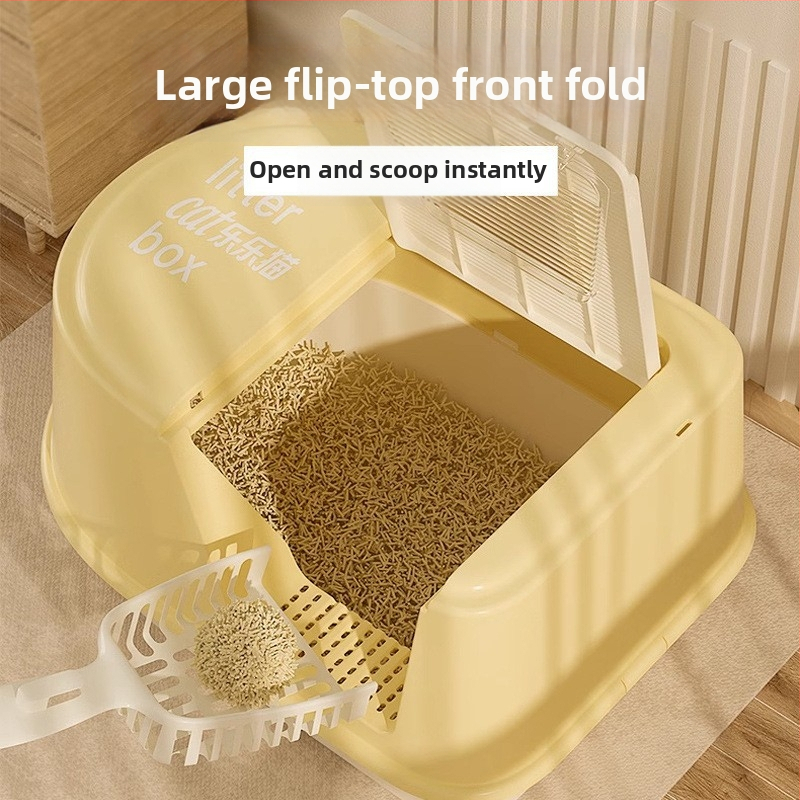 Le Le Cat polouzavretá mačacia toaleta s protišplieľovou podložkou a deodorizačnou funkciou, PP materiál