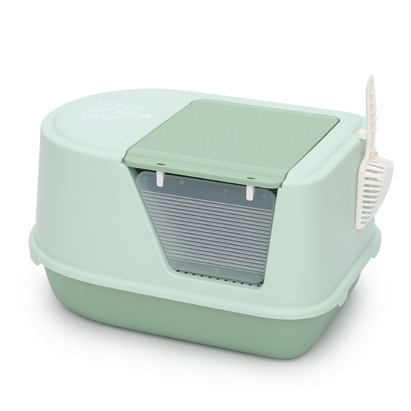 Le Le Cat polouzavretá mačacia toaleta s protišplieľovou podložkou a deodorizačnou funkciou, PP materiál