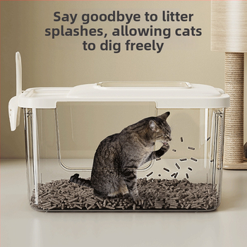 Mačacia misa na piesok s otvoreným polouzavretým dizajnom proti rozstreku, kov + plast, vhodná pre mačky