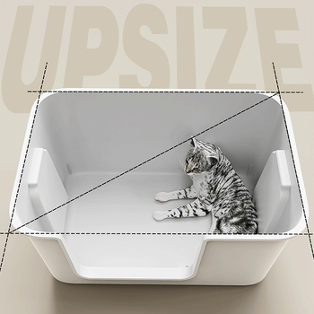 Mačacia misa na piesok s otvoreným polouzavretým dizajnom proti rozstreku, kov + plast, vhodná pre mačky