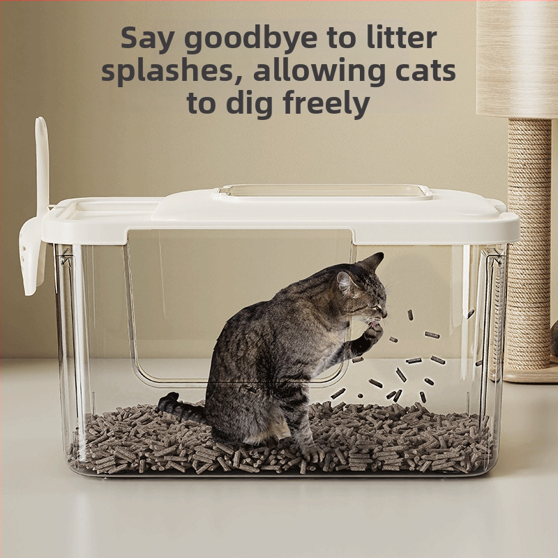 Mačacia misa na piesok s otvoreným polouzavretým dizajnom proti rozstreku, kov + plast, vhodná pre mačky