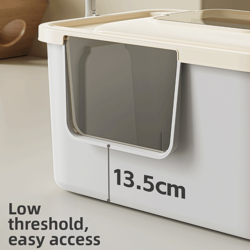 Mačacia misa na piesok s otvoreným polouzavretým dizajnom proti rozstreku, kov + plast, vhodná pre mačky