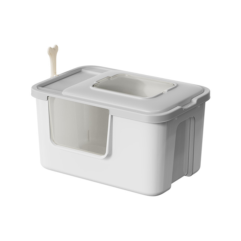 Mačacia misa na piesok s otvoreným polouzavretým dizajnom proti rozstreku, kov + plast, vhodná pre mačky