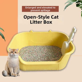 Mačací záchod s U-tvarovým otvorom, proti špliechaniu, otvorený dizajn, PP materiál, vhodný pre mačky a psy