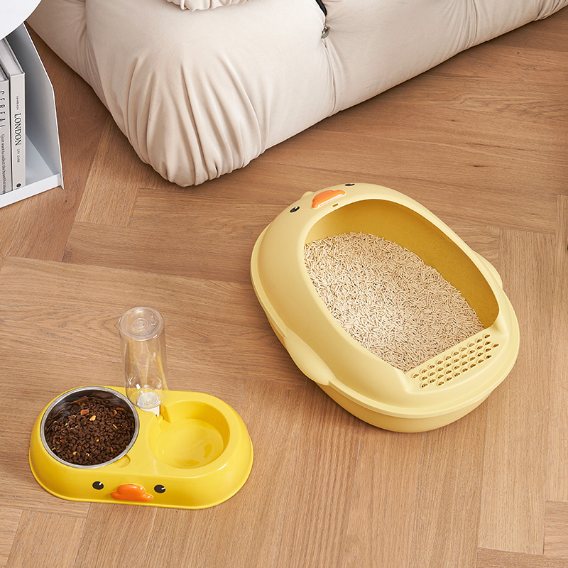 Toaletná miska pre mačky, čiastočne uzavretý horný vstup, proti špliechaniu, materiál PP, značka Little Yellow Duck