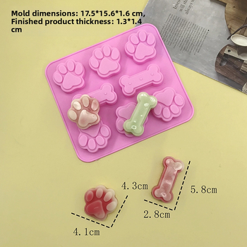 Silikónová forma na pečenie na zdobenie koláčov — nepravidelné tvary mačacej labky a psieho kosti, odolná vysokým teplotám