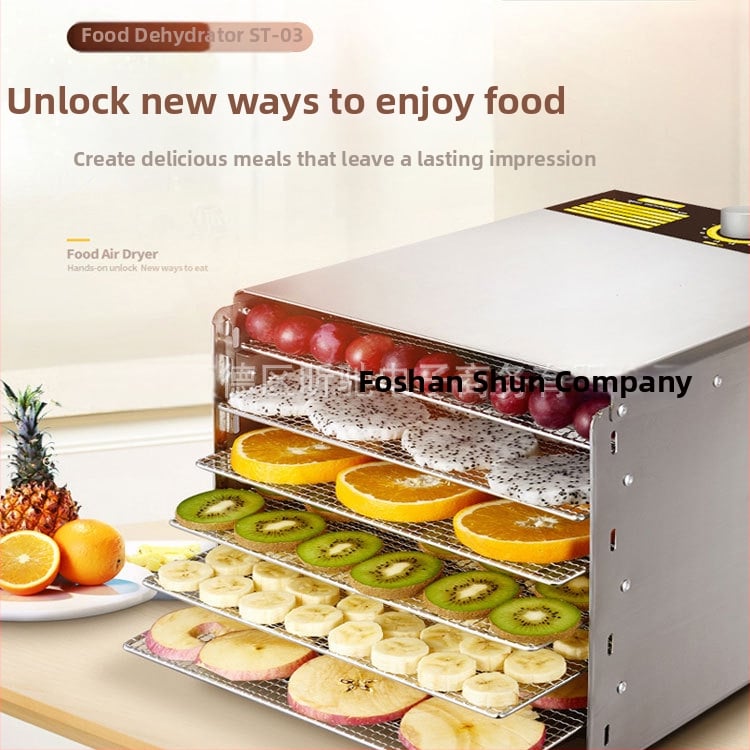 Uscător de fructe și legume pentru gustări și jerky, modele ST-03 / DBC-05A, panou tactil, 20–90°C, garanție de 12 luni