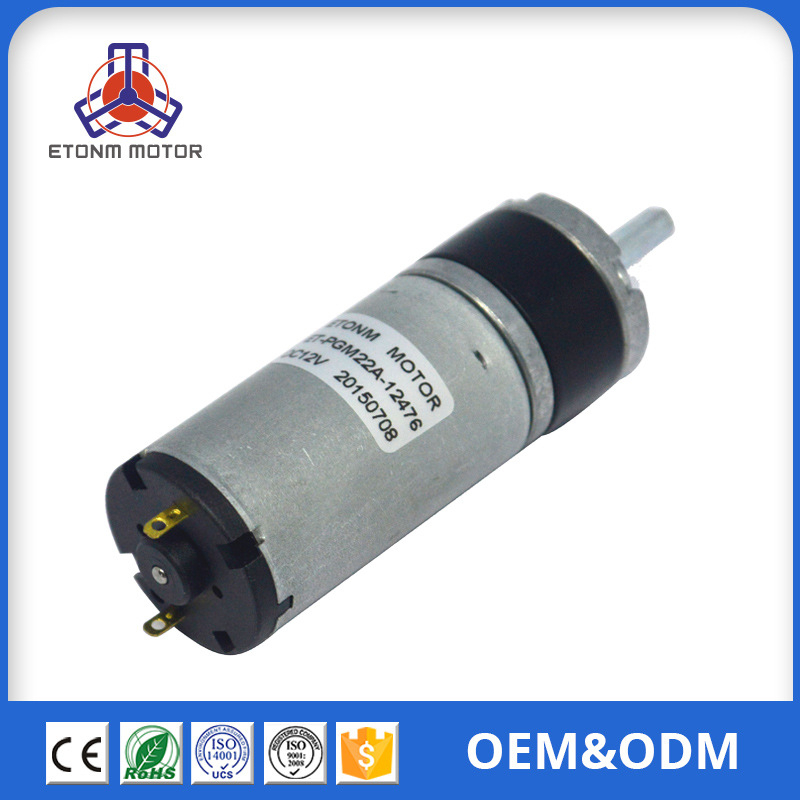 Planētārpārnes motors ar 22 mm asi, DC zem 36 V, 67% efektivitāte, ISO 9001 sertificēts