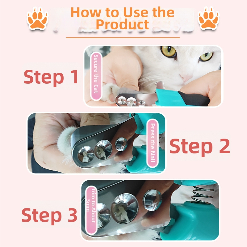 Κλιπς νυχιών κατοικίδιων για γάτες και σκύλους, ανοξείδωτο ατσάλι, σχέδιο με δύο κυκλικά ανοίγματα
