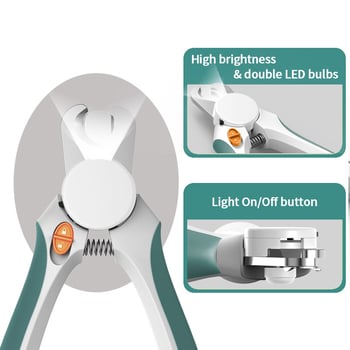 Clește de unghii pentru pisici și câini, cu LED, design antihemoragie, unealtă multifuncțională de îngrijire a animalelor de companie, cu pila de unghii