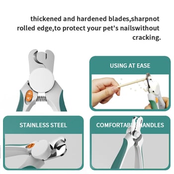 Clește de unghii pentru pisici și câini, cu LED, design antihemoragie, unealtă multifuncțională de îngrijire a animalelor de companie, cu pila de unghii
