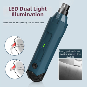 Električna pila za nokte kućnih ljubimaca s LED svjetlom, 6-stupanjska regulacija brzine, električni pilnik za pse