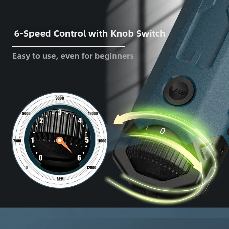 Električna pila za nokte kućnih ljubimaca s LED svjetlom, 6-stupanjska regulacija brzine, električni pilnik za pse