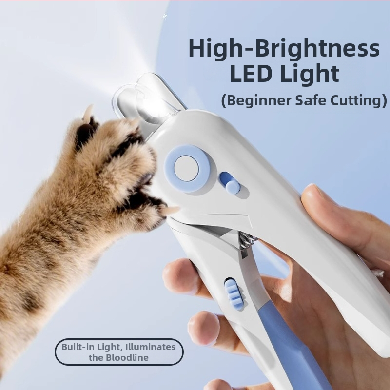 Peijie Pets kliešte na nechty mačky s LED, nerezová oceľ, ručné ovládanie