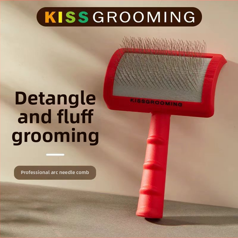KISS zakrivljena igličasta češalj za mačke i pse — uklanjanje dlake i razmrsivanje čvorova