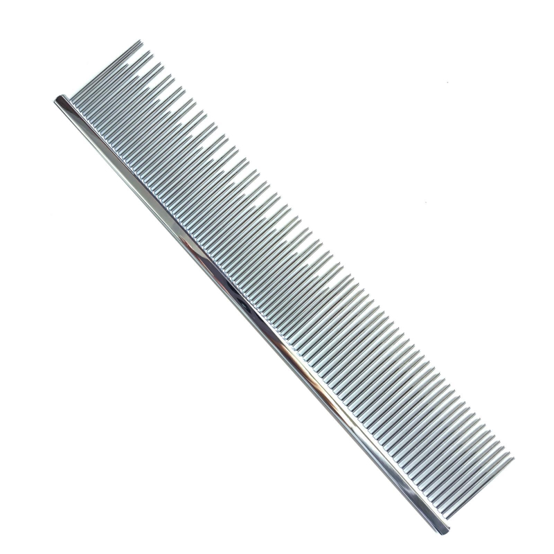 Mājdzīvnieku kopšanas ķemme garspalvainām kaķēm — mezglu noņemšanai, tērauda, ar smalkiem zobiem, zīmols Perfectionism