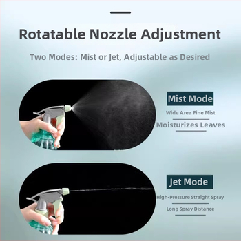 Пластмасов чайник за поливане с регулируема пръскална дюза, 500 мл, фин спрей за домашна градина