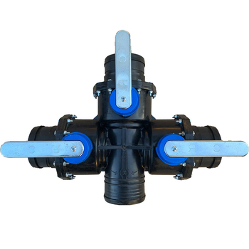 Sistem de irigare prin picurare: conductă principală cu trei căi și patru porturi, PP+POM, debit mare, acoperire lată, pulverizare uniformă, anti-pietriș; potrivit pentru grădinărit casnic, producție agricolă, spații verzi publice și horticultură